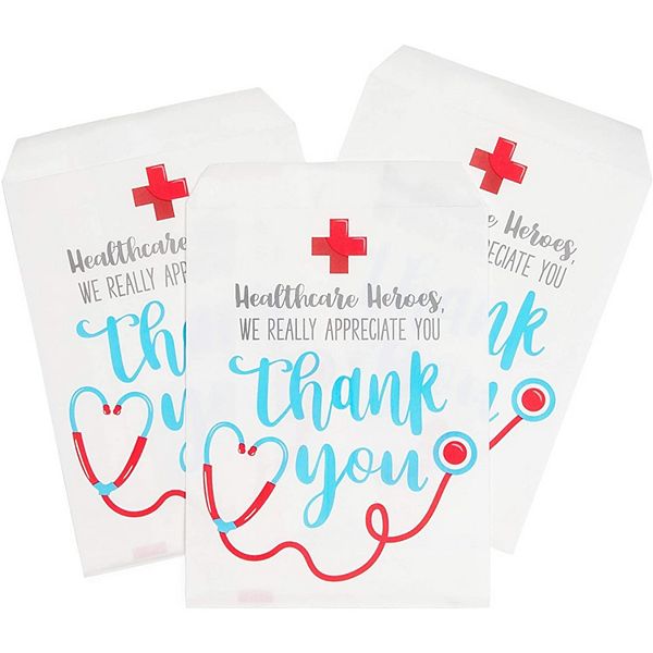 Thank You Goodie Bags, Nurse Appreciation Gifts (5 X 7.5 In, 100 Pack) Sparkle and Bash