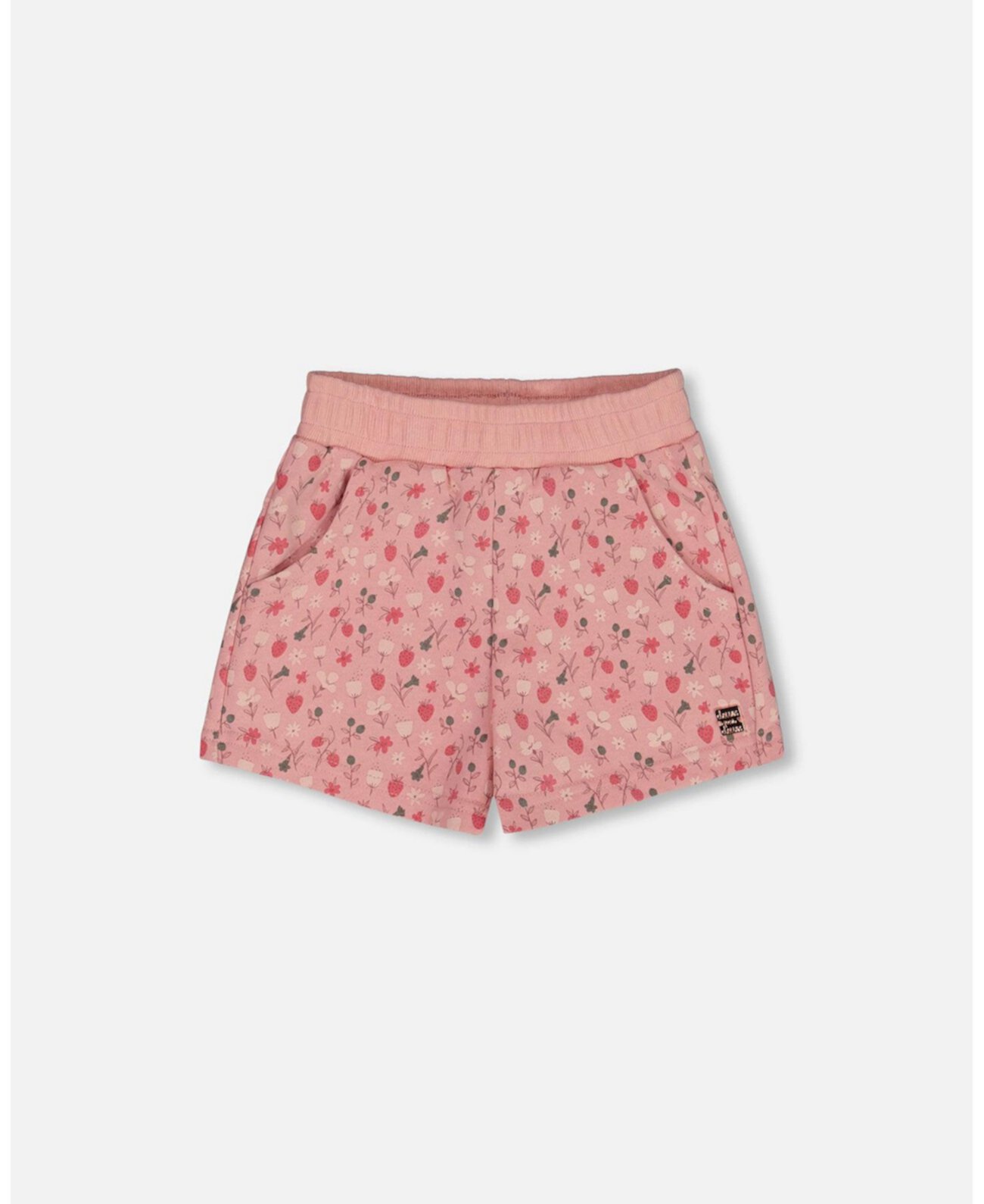 Toddler Girls Printed French Terry Short Old Pink And Flowers - Toddler|Child Deux par Deux