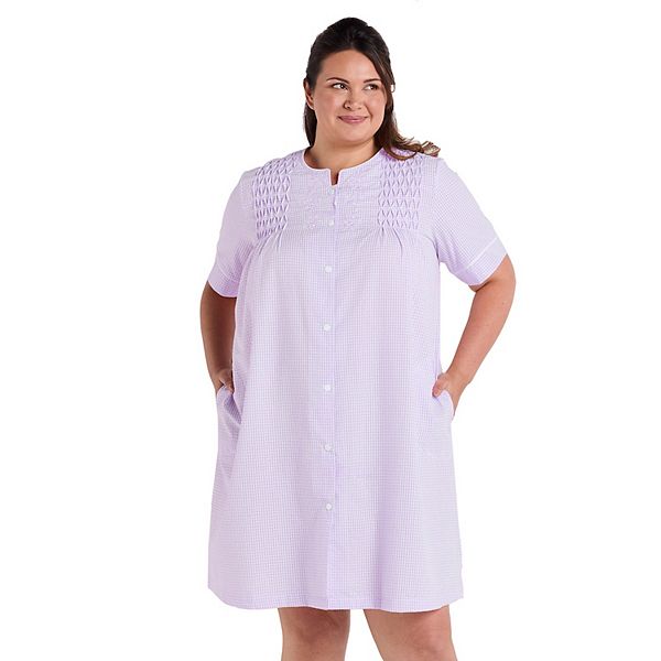 Халат Miss Elaine Plus Size из легкого ситца с короткими рукавами и застежкой на кнопках Miss Elaine