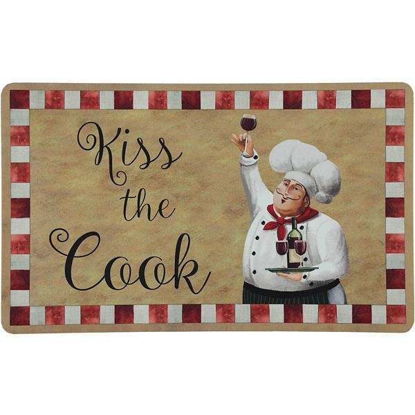 Коврик для кухни «Kiss The Cook» с амортизацией, 45 см x 76 см, нескользящий, комплект из 2 штук J&V Textiles