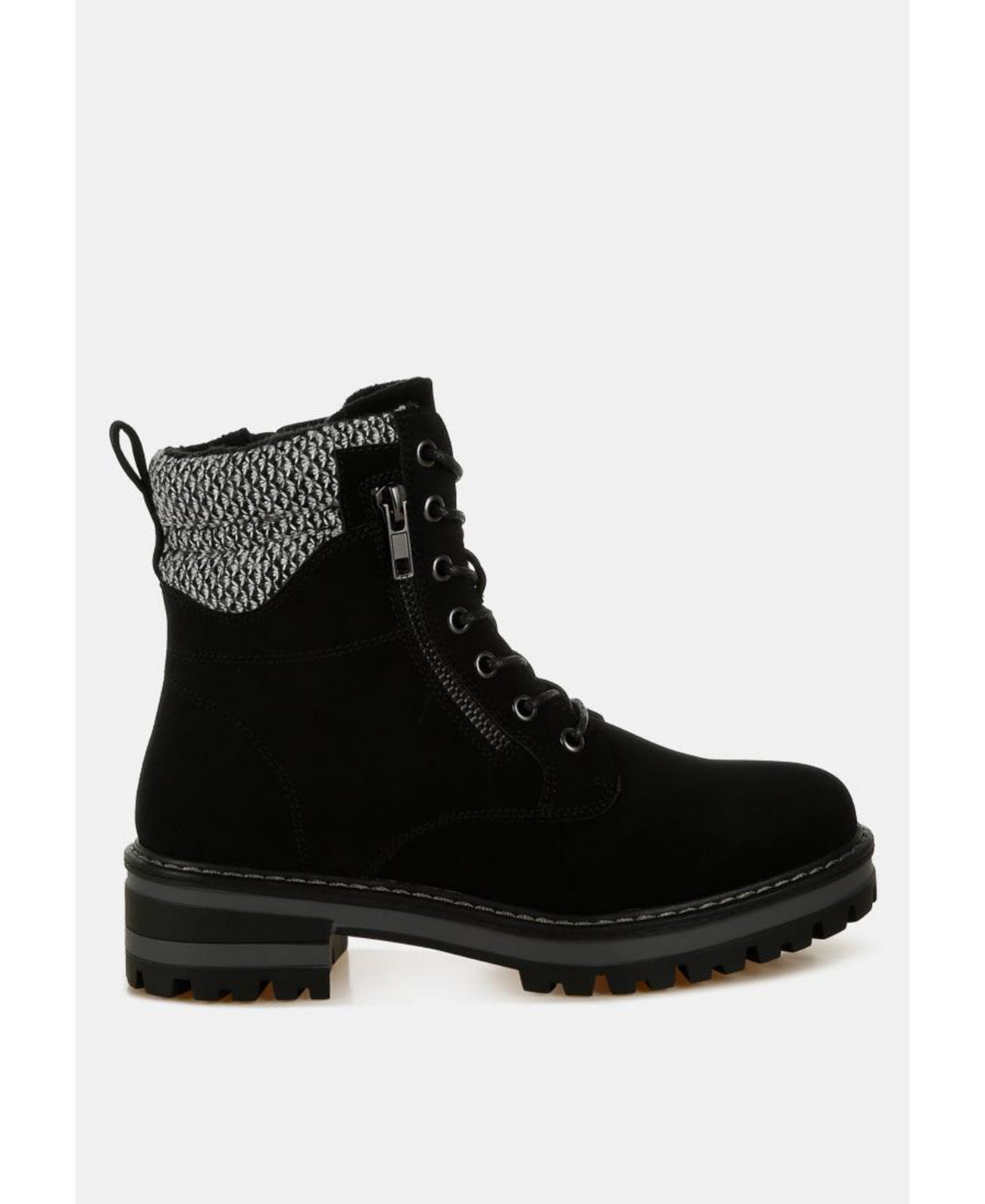 Mahisha Knitted Collar Zip-Up Hiker Boots London Rag