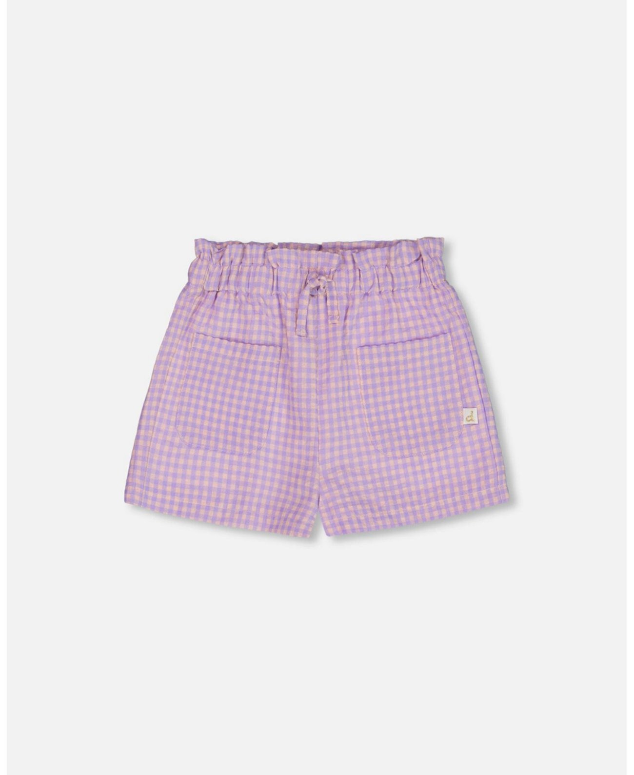 Big Girls Printed Gingham Short Lilac And Pink Deux par Deux