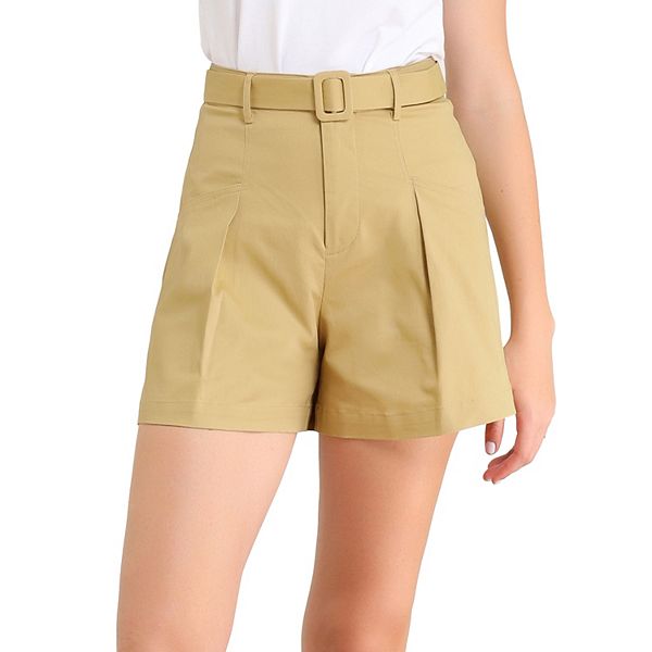 Women's Cargo Belted Pockets Work Office Utility Shorts Allegra K