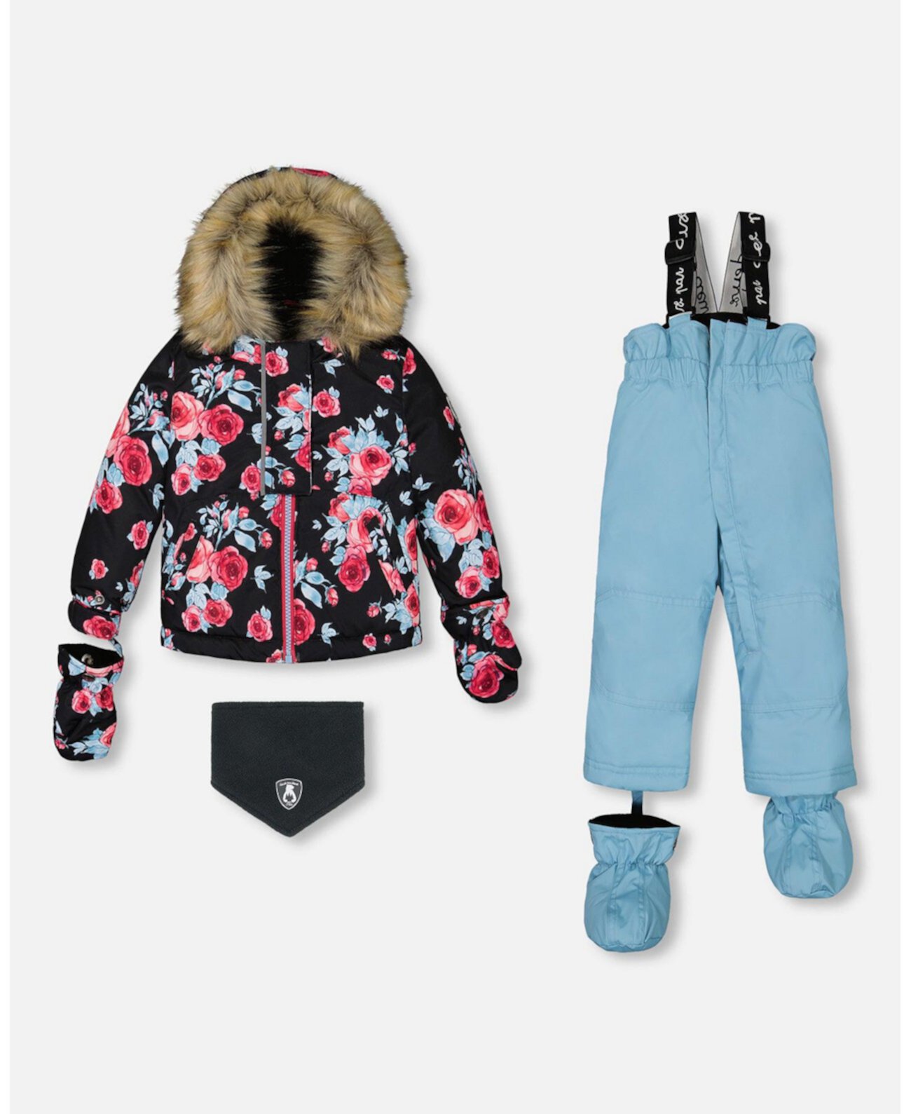 Baby Girls Baby Two Piece Baby Snowsuit Air Blue Printed Roses - Infant|Toddler Deux par Deux