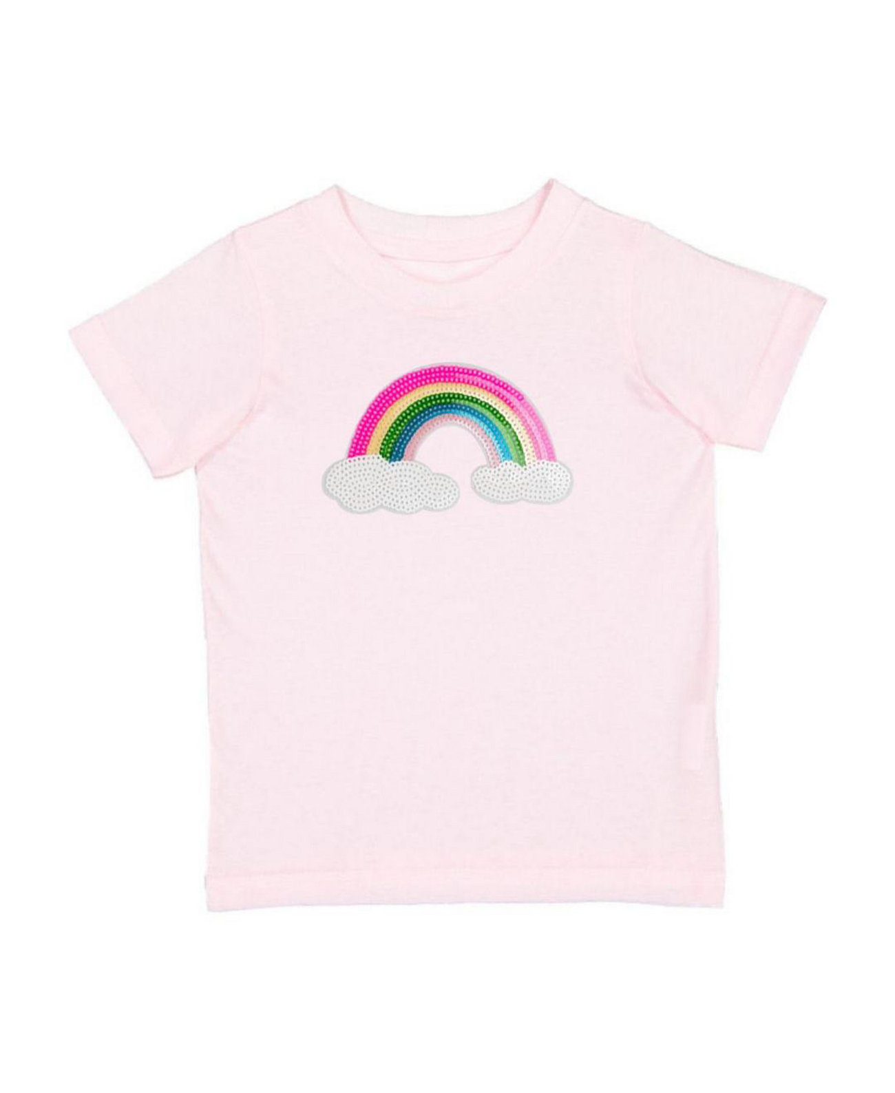 Toddler Girls Rainbow Sequin Patch Short Sleeve T-Shirt Sweet Wink