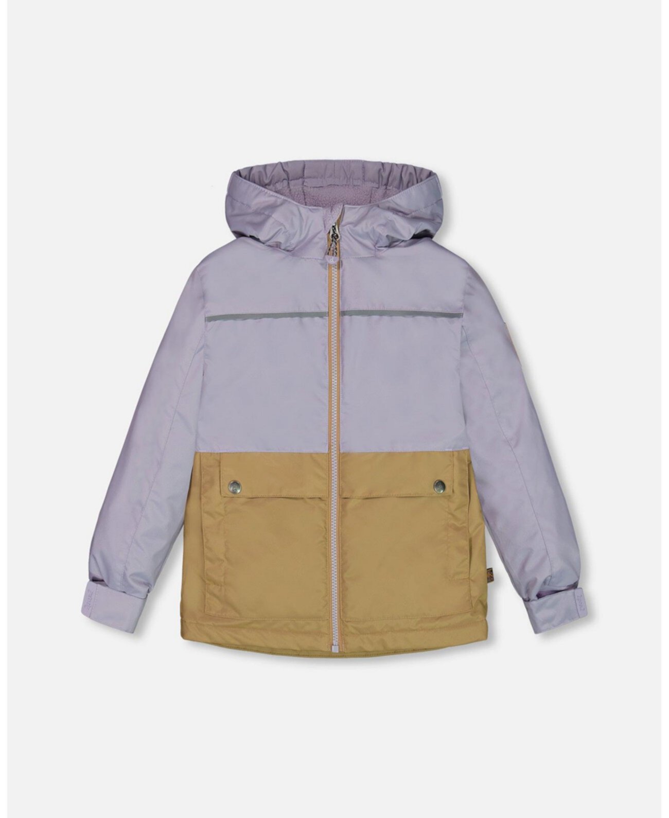 Big Girls Colorblock Mid-Season Jacket Lilac And Taupe Deux par Deux