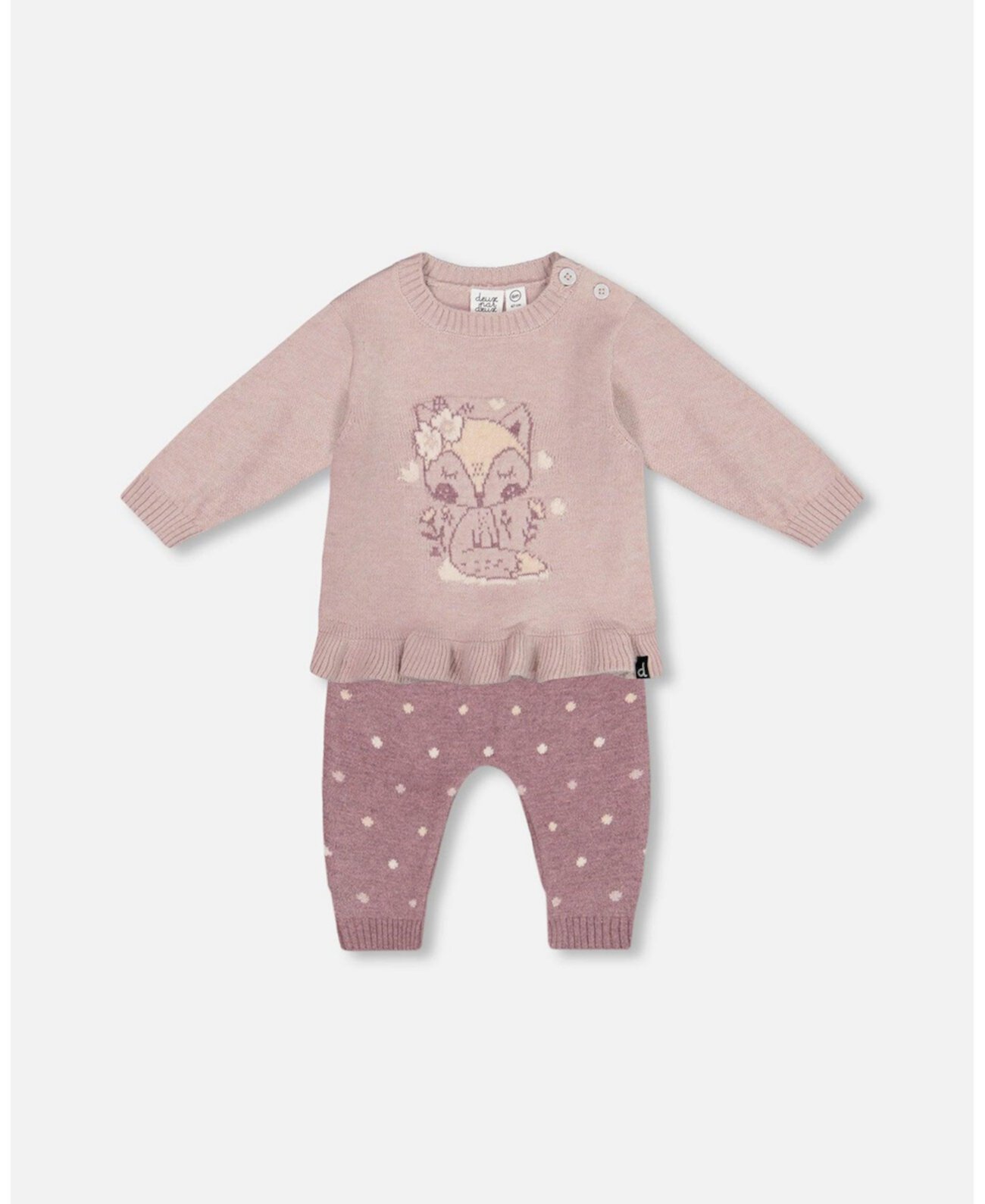 Baby Girls Baby Fox Intarsia Top And Knitted Pant Set Woodrose Deux par Deux