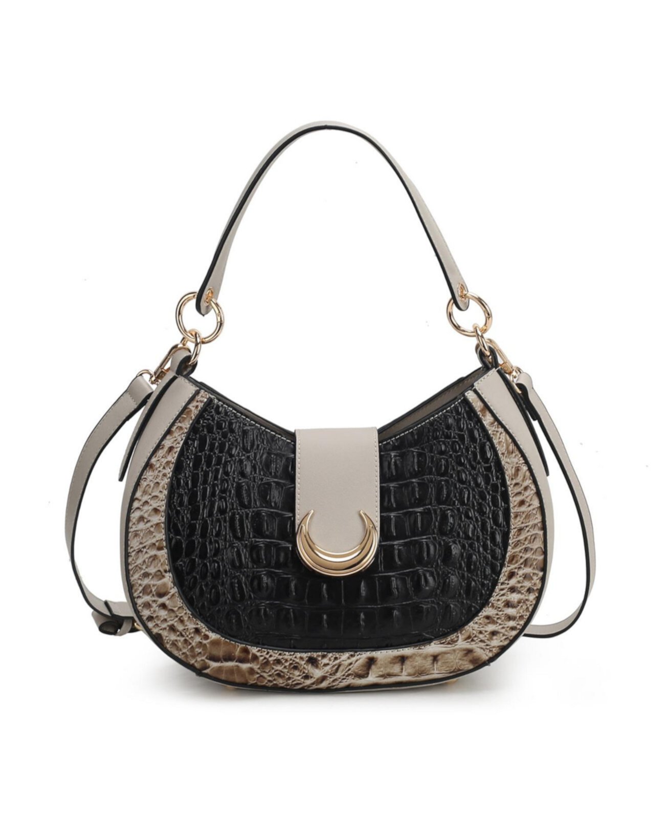 Jain Half Moon Luxe Croc-Embossed Shoulder Bag, Spacious and Timeless by Mia K MKF Collection