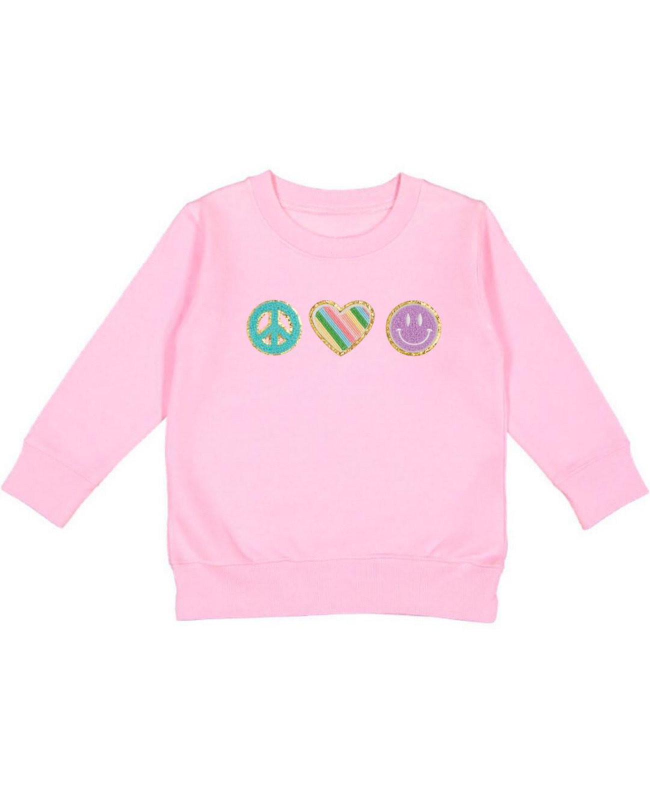 Toddler Girls Peace, Love, Smile Patch Sweatshirt Sweet Wink