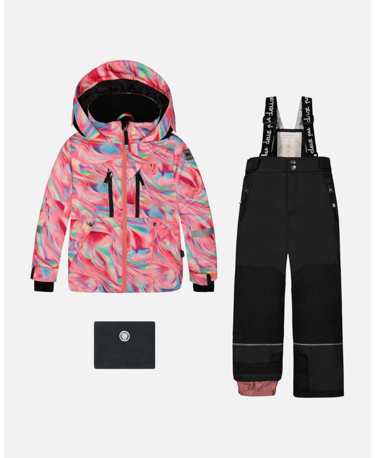 Big Girls Two Piece Technical Snowsuit Printed Marble And Black Deux par Deux