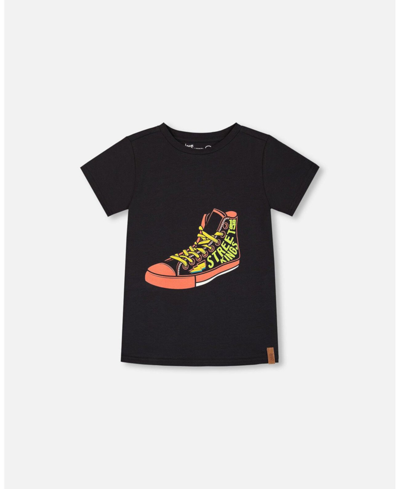 Big Boys Organic Cotton Graphic Tee Black And Red Shoe Deux par Deux