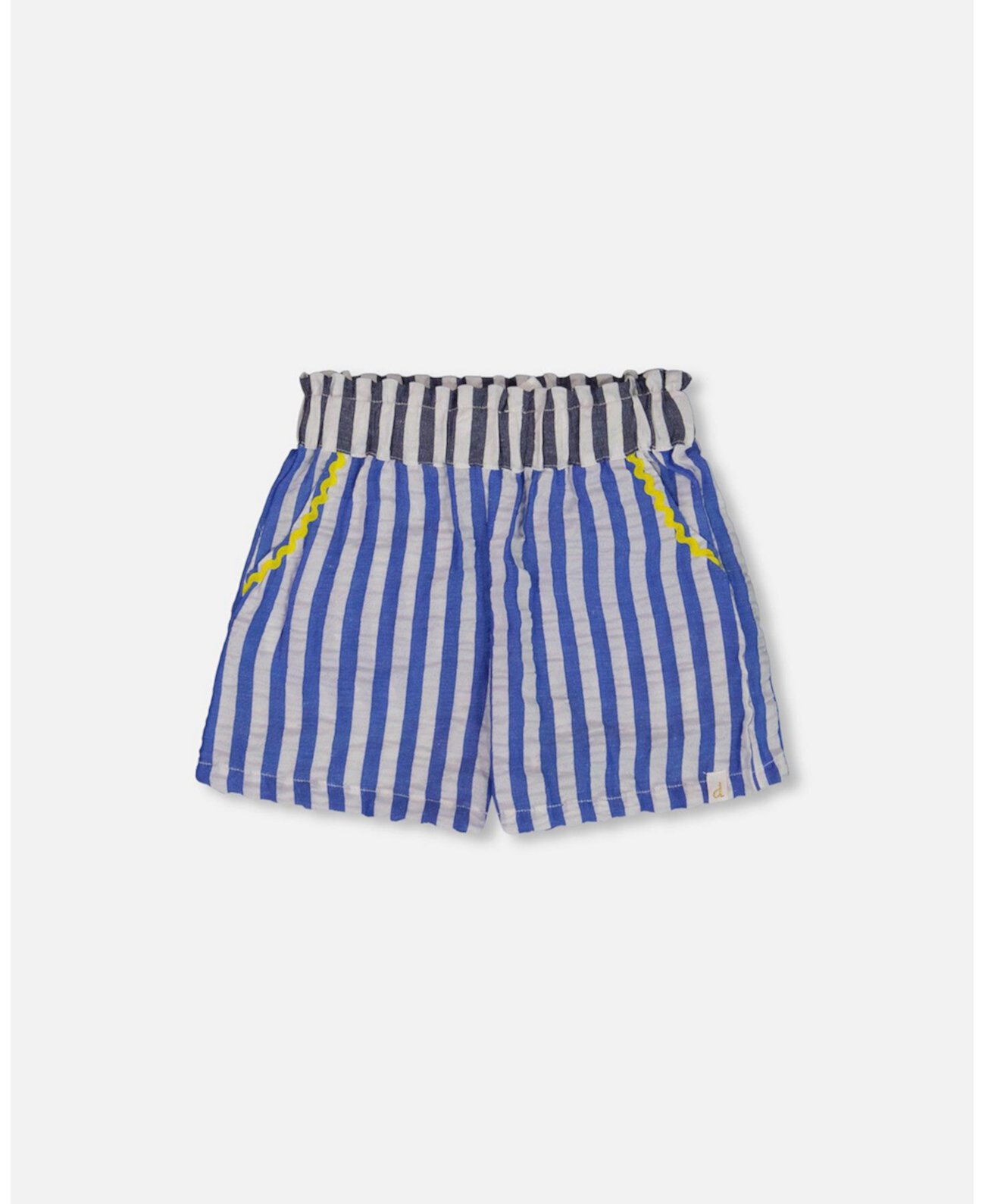 Big Girls Seersucker Short Blue And White Striped Deux par Deux