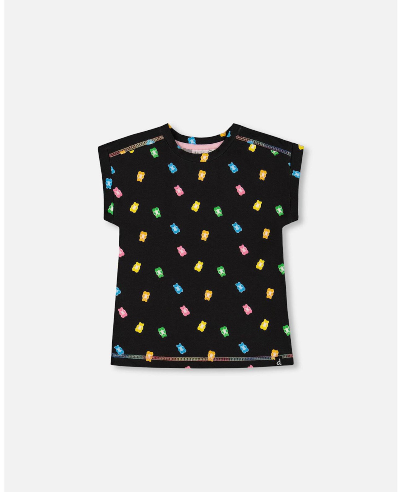 Toddler Girls Rolled Sleeve Tee With Print Black And Multicolored Gummies - Toddler|Child Deux par Deux