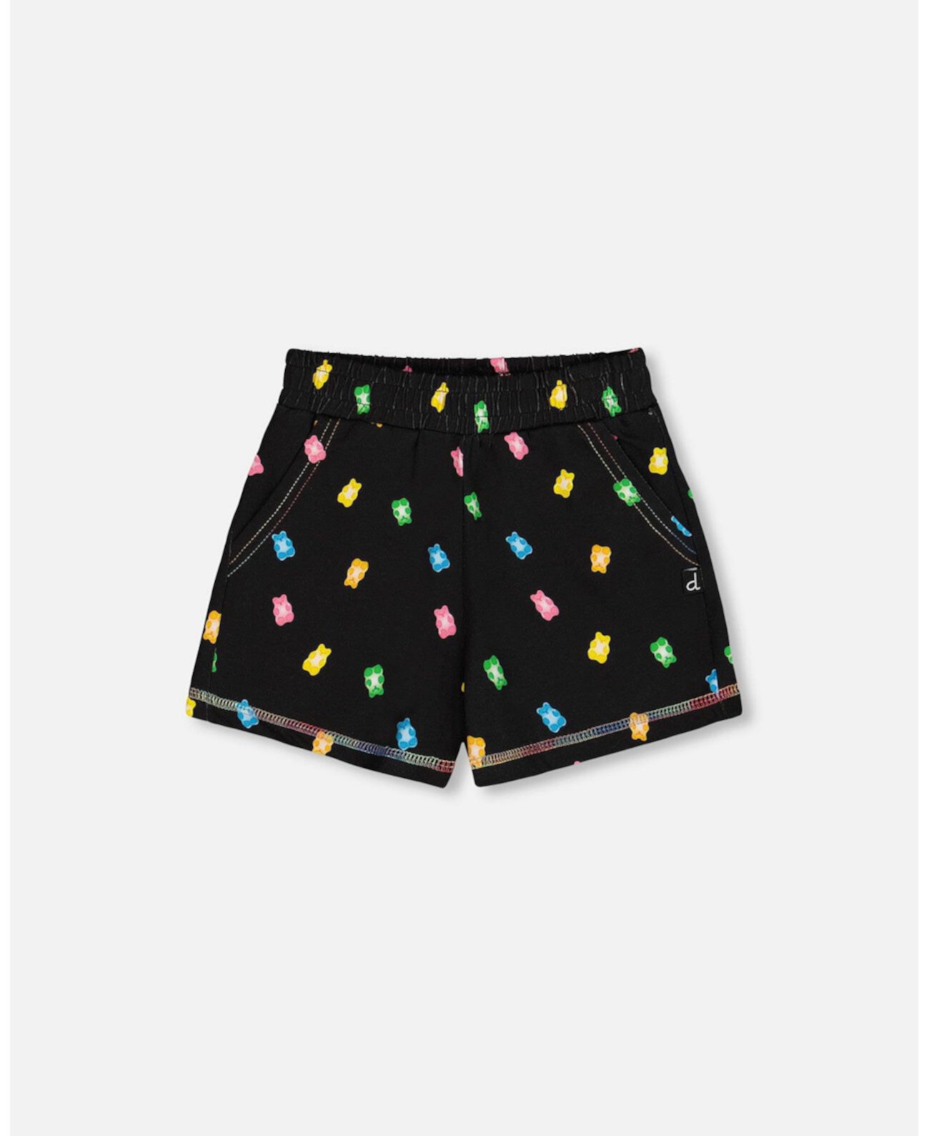 Big Girls Printed Short Black And Multicolored Gummies Deux par Deux