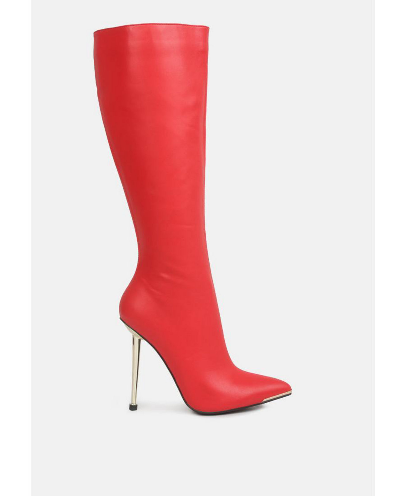 Hale Faux Leather Pointed Heel Calf Boots London Rag