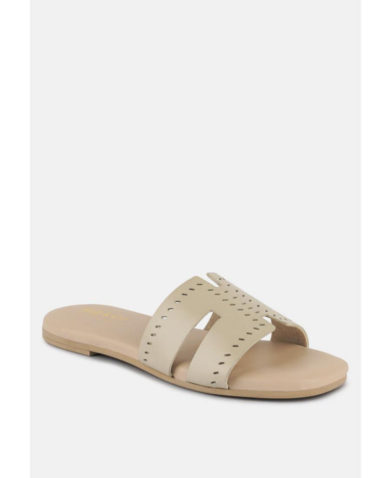 IVANKA Beige Cut Out Slip On Sandals Rag & Co