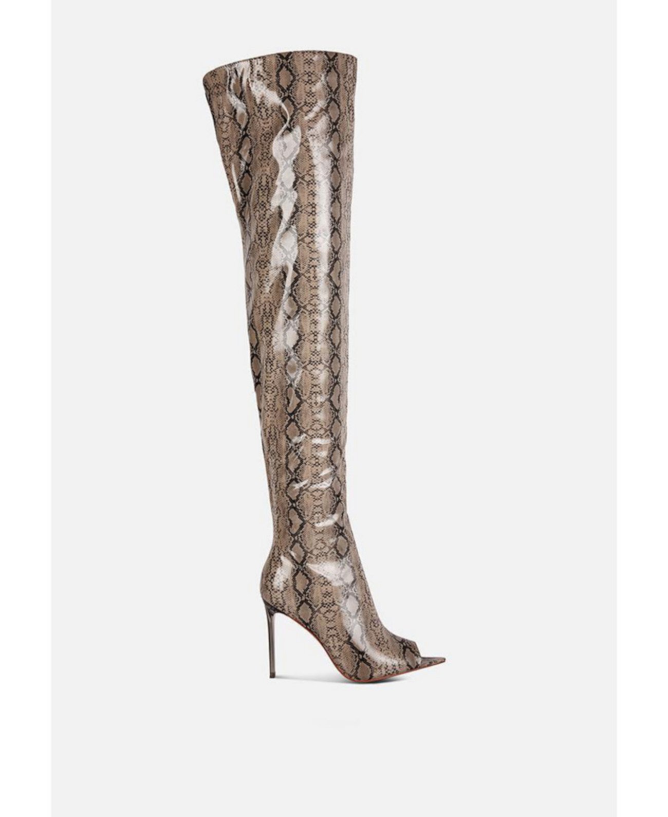 Women's High Drama Snake Print Stiletto Long Boots London Rag