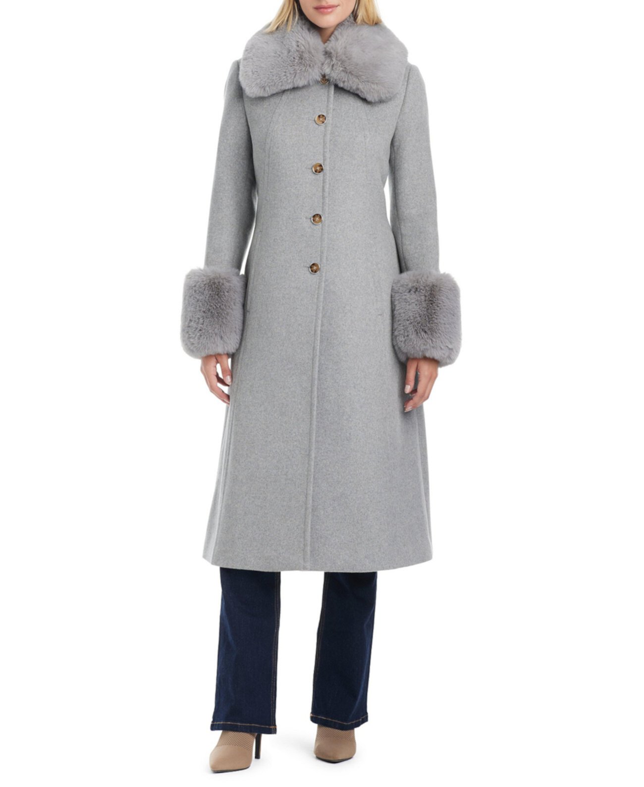 Women's Single-Breasted Fit and Flared Drap Wool Coat Vince Camuto