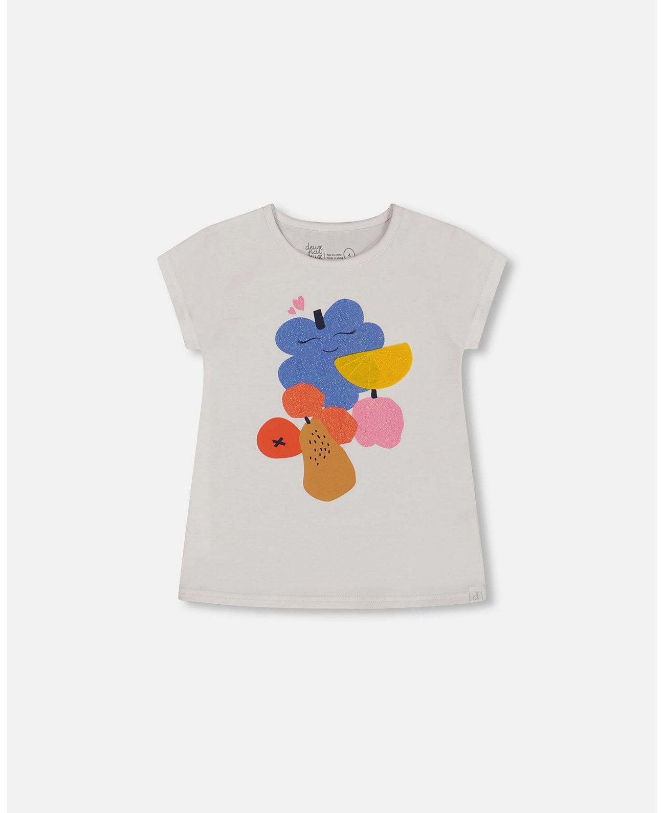 Toddler Girls Organic Cotton Tee Fruits On White Background - Toddler|Child Deux par Deux