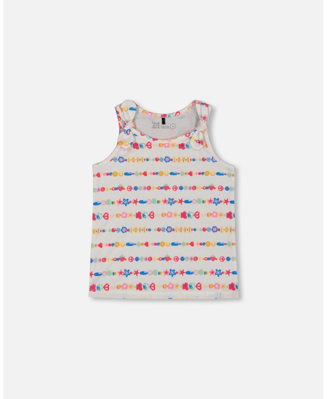 Toddler Girls Tank Top With Knots White And Multicolored Candies - Toddler|Child Deux par Deux