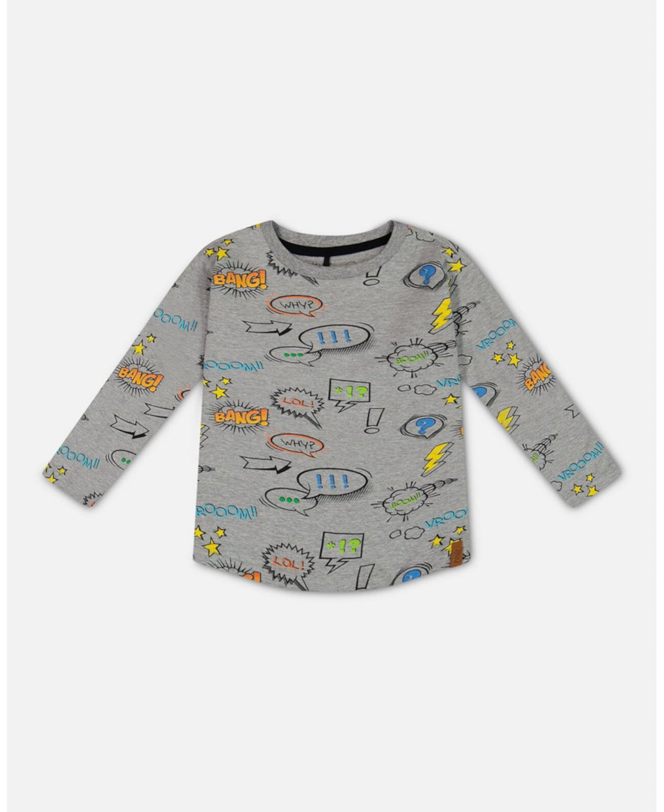 Big Boys Long Sleeve Printed T-Shirt Gray Mix Deux par Deux