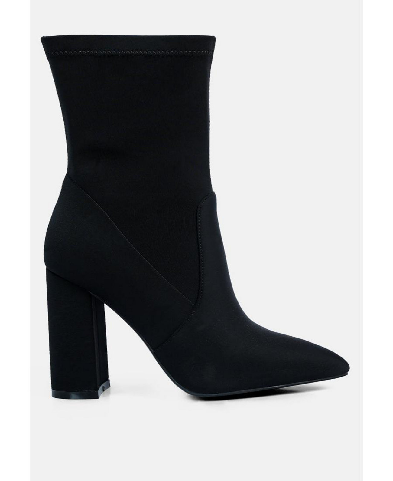 ankle lycra block heeled boots London Rag