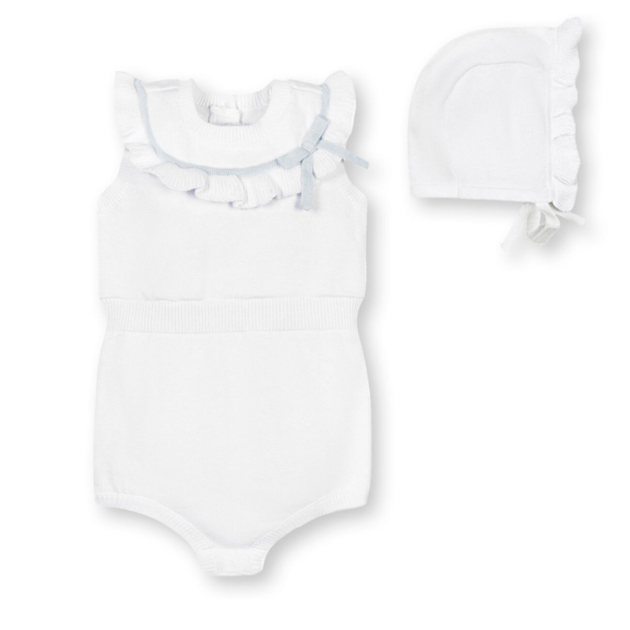 Baby Girls Layette Baby Organic Sleeveless Ruffle Sweater Romper and Bonnet 2-Piece Set Hope & Henry