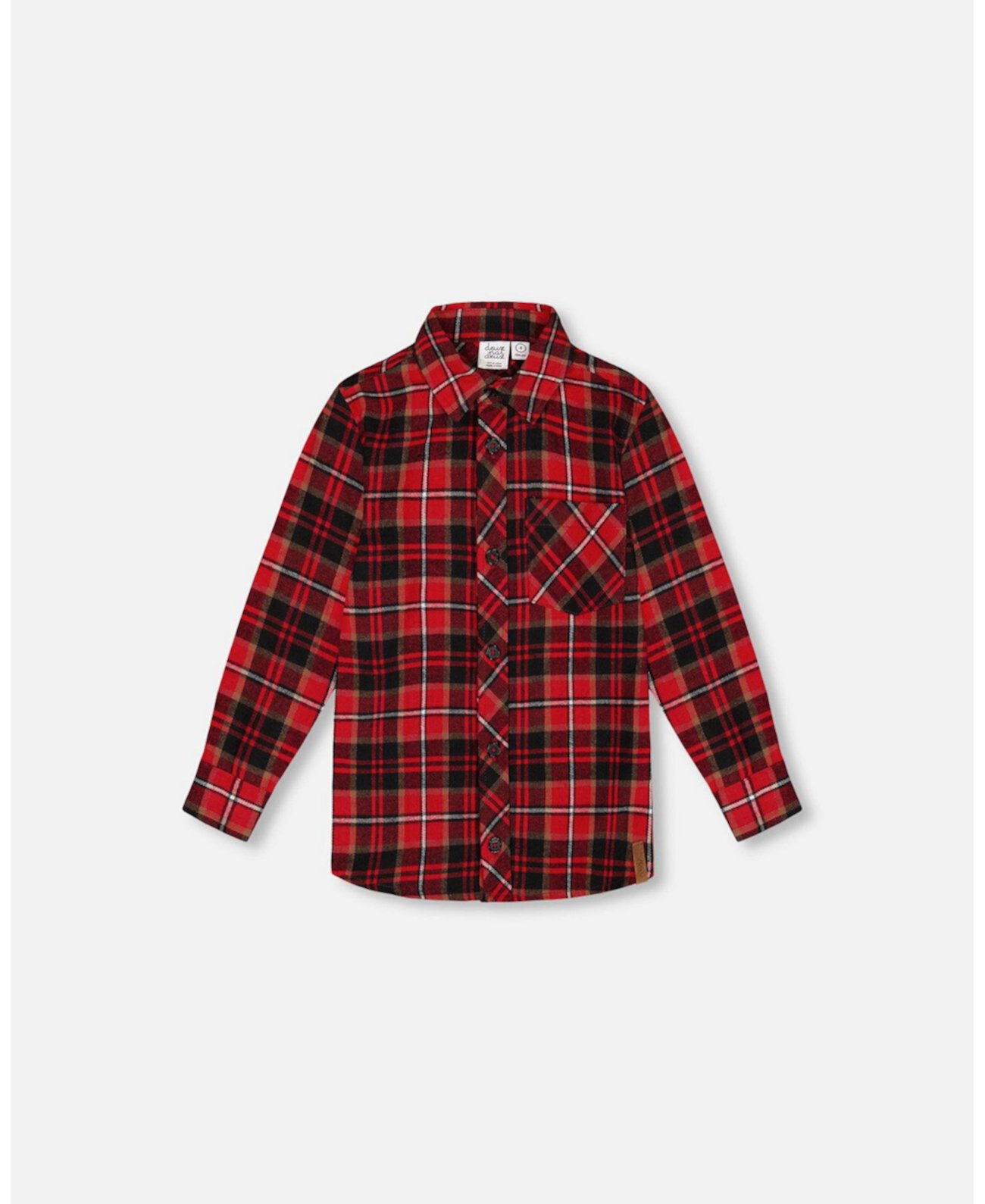 Big Boys Long Sleeve Button Down Flannel Shirt Plaid Black And Red Deux par Deux