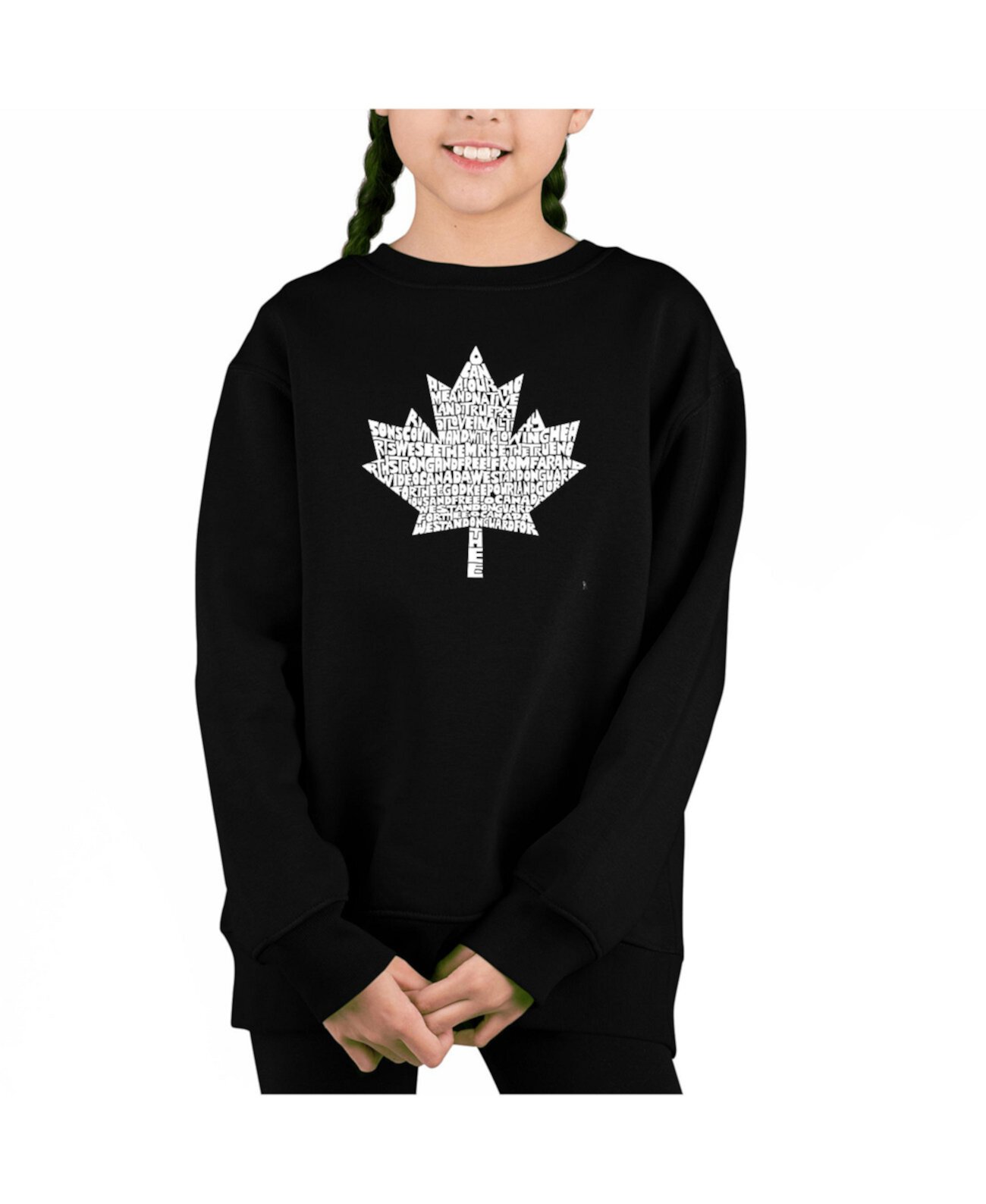 Canadian National Anthem - Big Girl's Word Art Crewneck Sweatshirt LA Pop Art