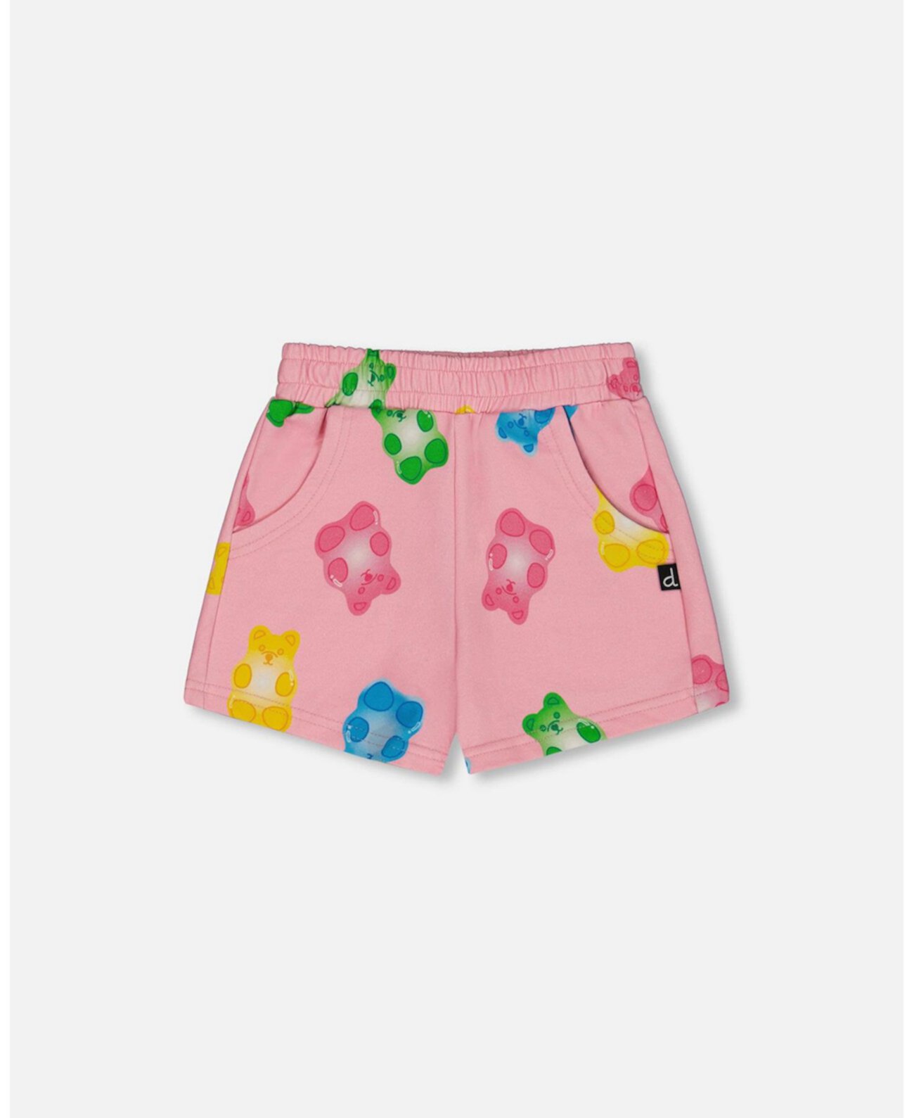 Big Girls Printed French Terry Short Pink Multicolored Gummies Deux par Deux