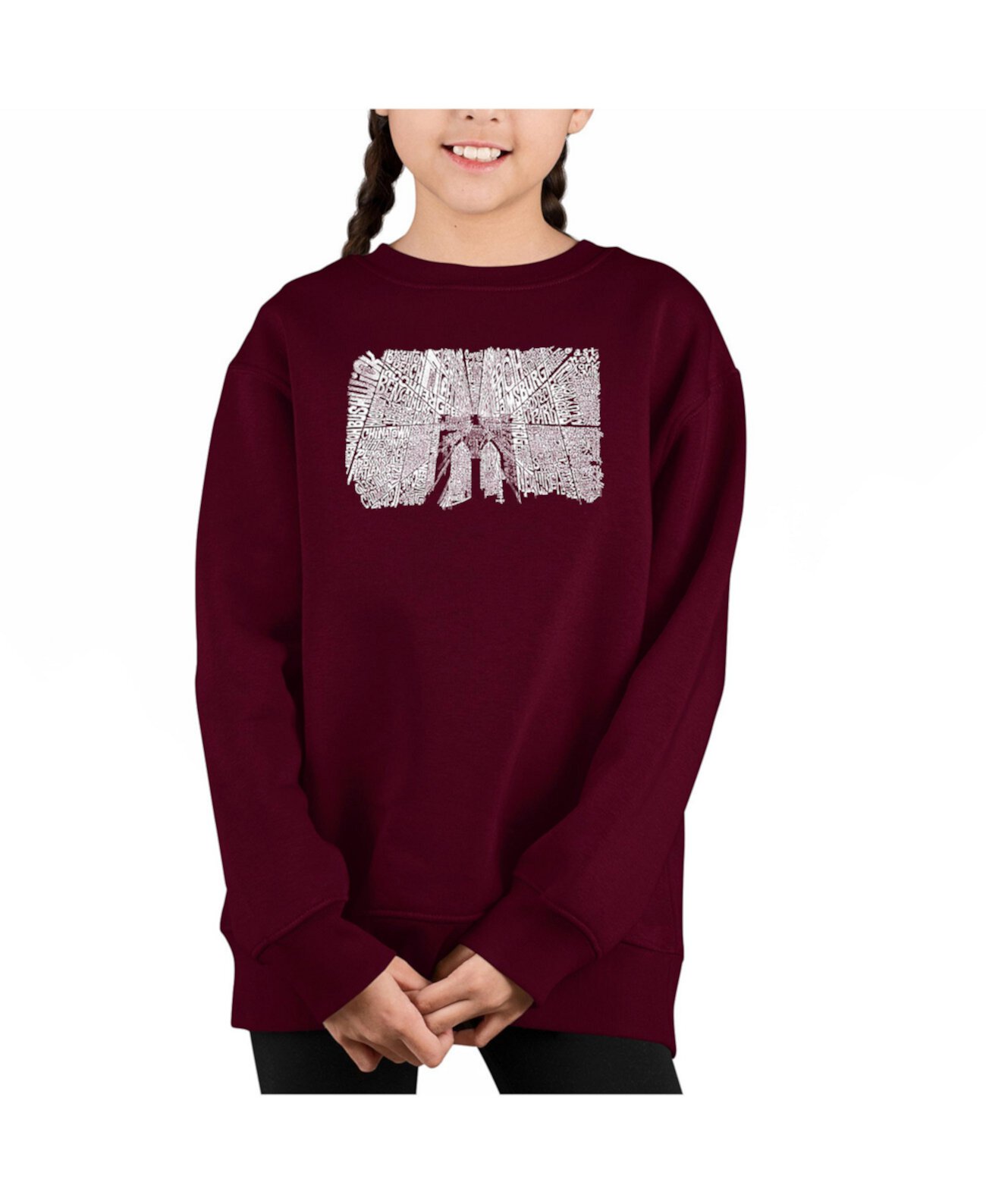 Brooklyn Bridge - Big Girl's Word Art Crewneck Sweatshirt LA Pop Art