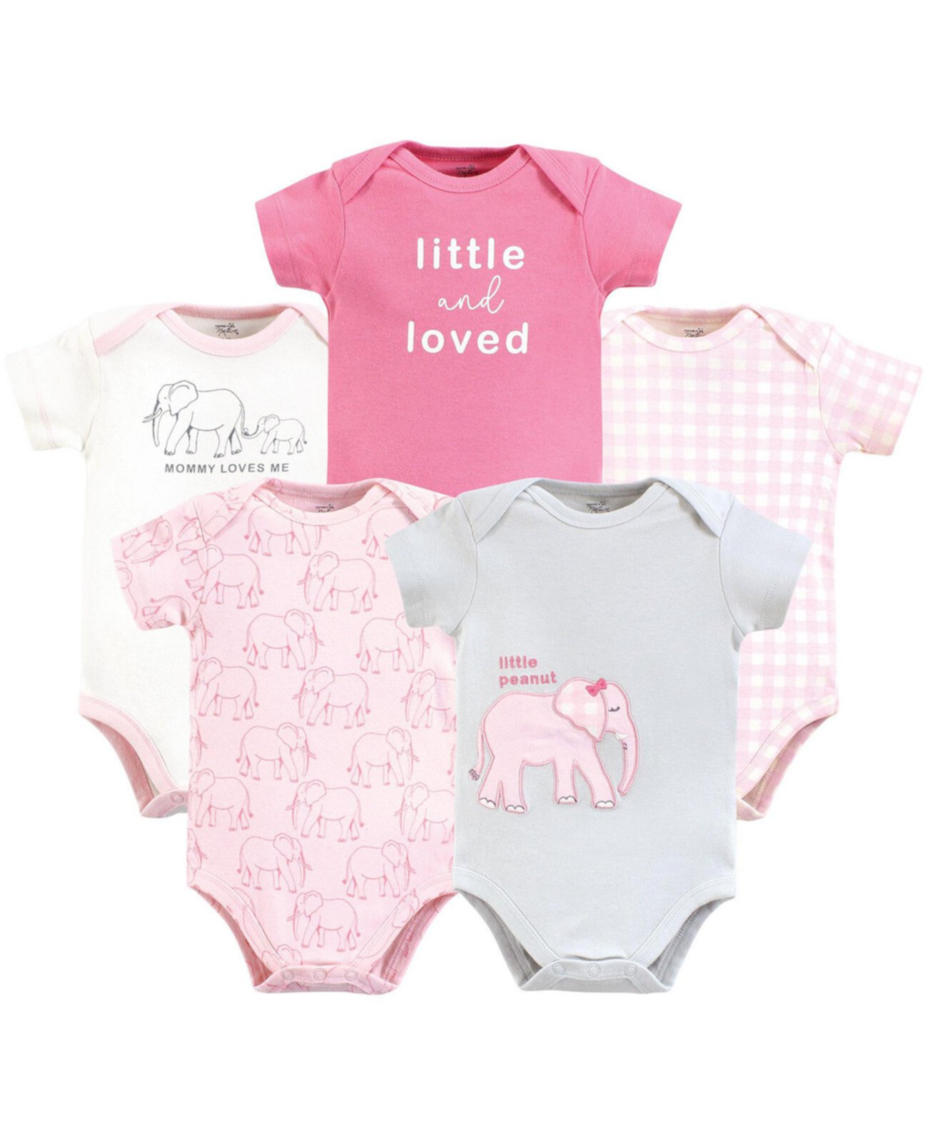 Baby Girls Organic Cotton Bodysuits, Pink Peanut, Newborn Touched by Nature