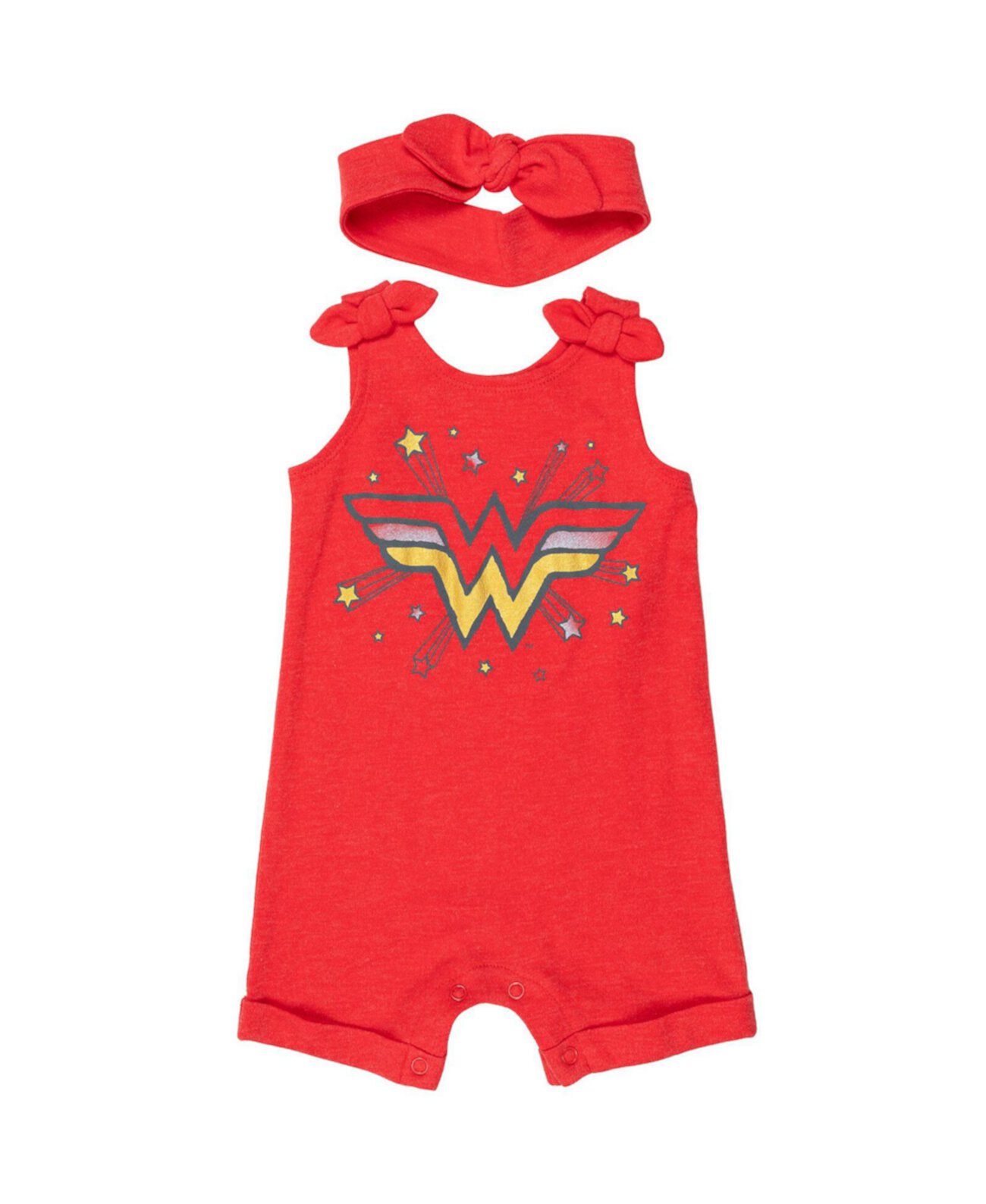 Baby Girls Justice League Wonder Woman Snap Romper and Headband Newborn to DC Comics