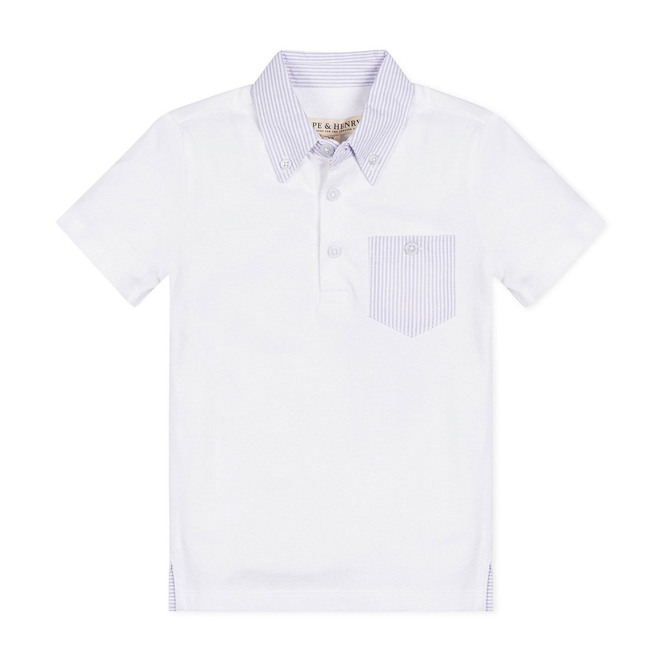 Baby Boys Organic Short Sleeve Jersey Polo with Seersucker Trim Hope & Henry