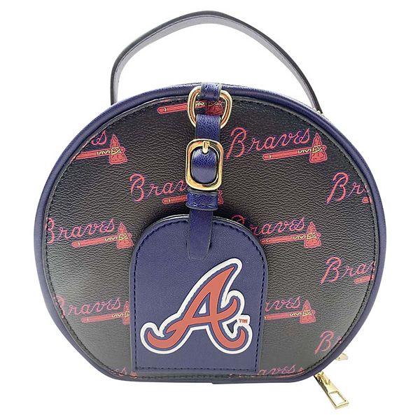 Круглая сумка с логотипом Atlanta Braves, 100% веганская кожа, 2 кармана, регулируемый ремень Cuce