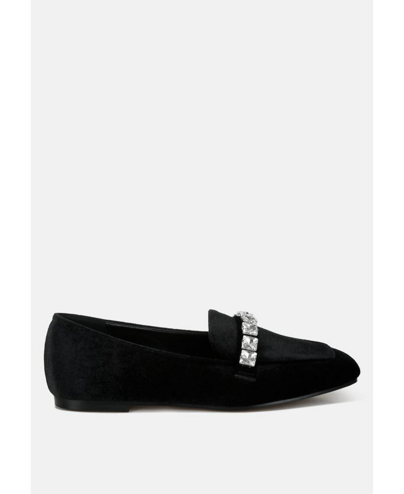 Kyari Velvet Diamante Strap Loafers Rag & Co