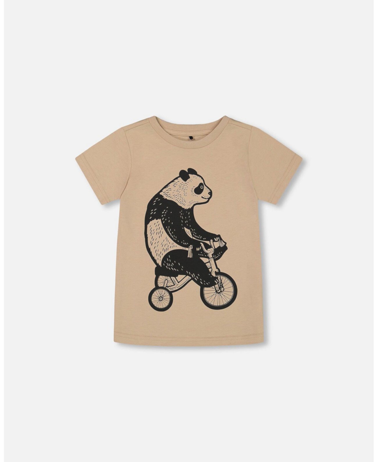 Toddler Boys Organic Cotton Graphic Tee Black Panda On Beige Background - Toddler|Child Deux par Deux