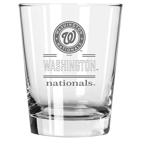 Стакан Double Old Fashioned 450 мл с логотипом Washington Nationals, изготовленный из 100% стекла, прочный и безопасный для посудомоечной машины The Memory Company