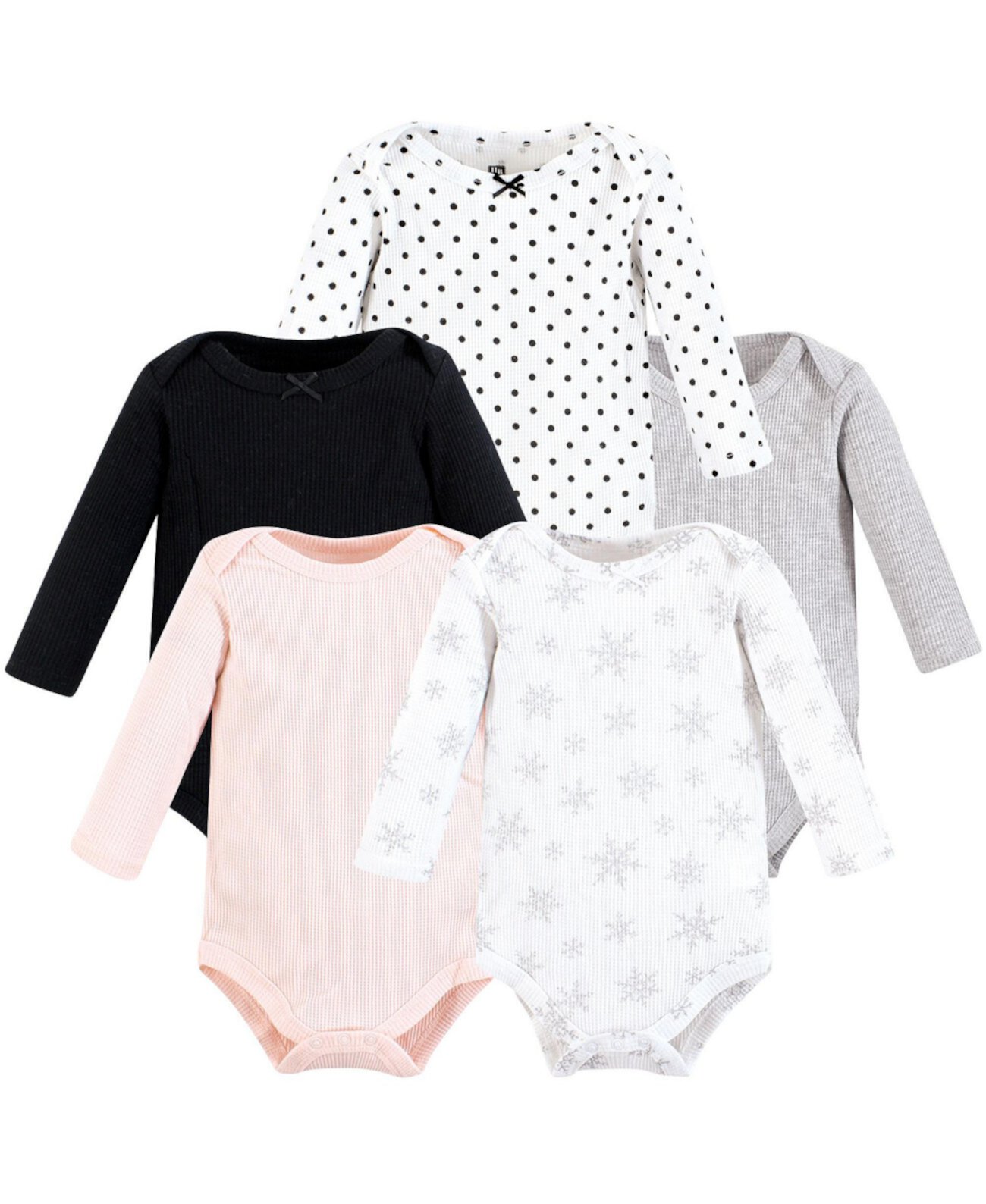 Baby Girls Thermal Long Sleeve Bodysuits, Snowflake, 0-3 Months Hudson Baby