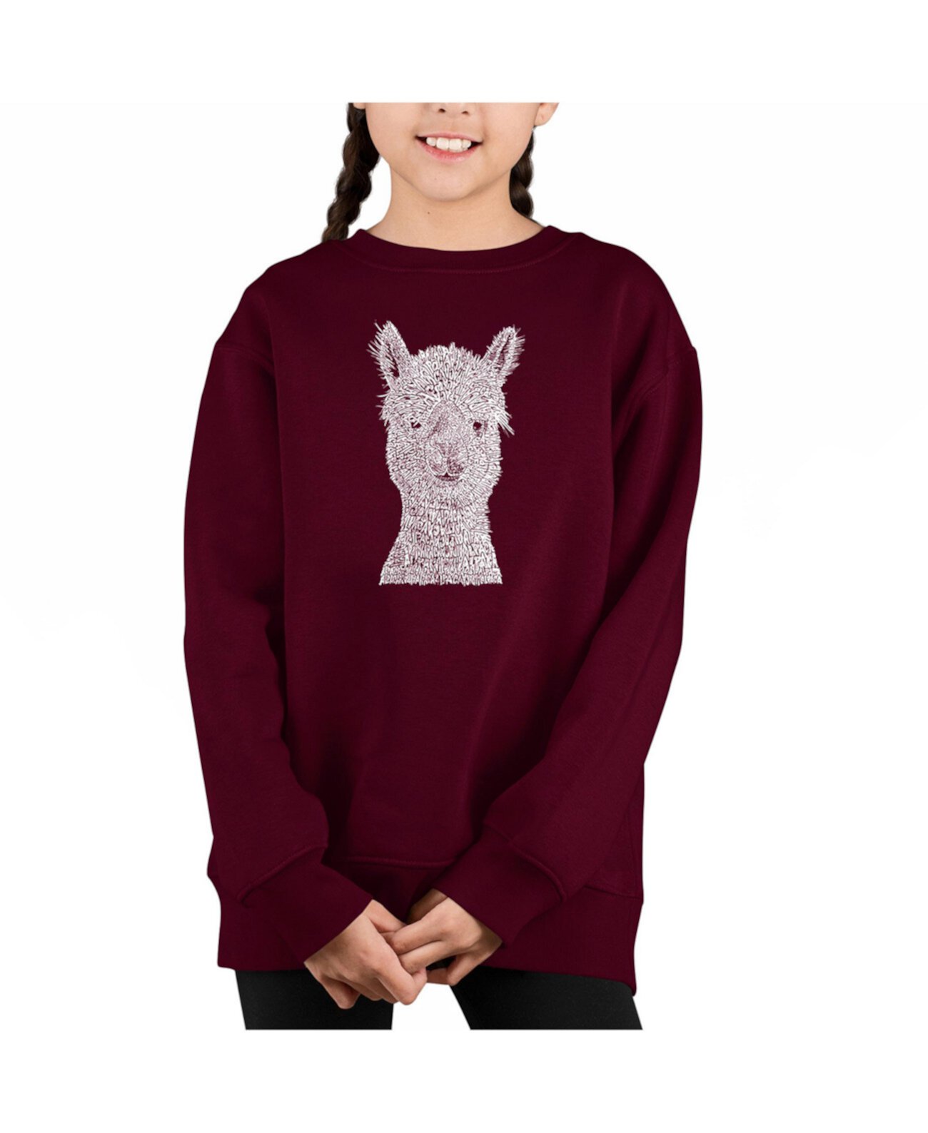 Alpaca - Big Girl's Word Art Crewneck Sweatshirt LA Pop Art