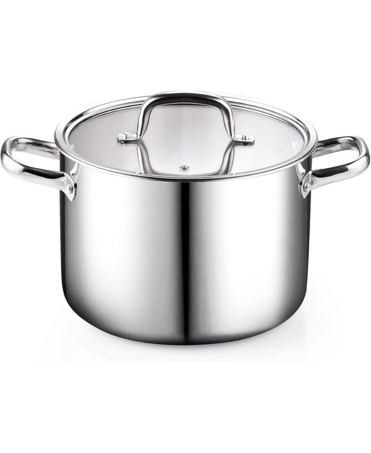 6 Quart Tri-Ply Clad Stainless Steel Stockpot with Lid, Silver Cook N Home