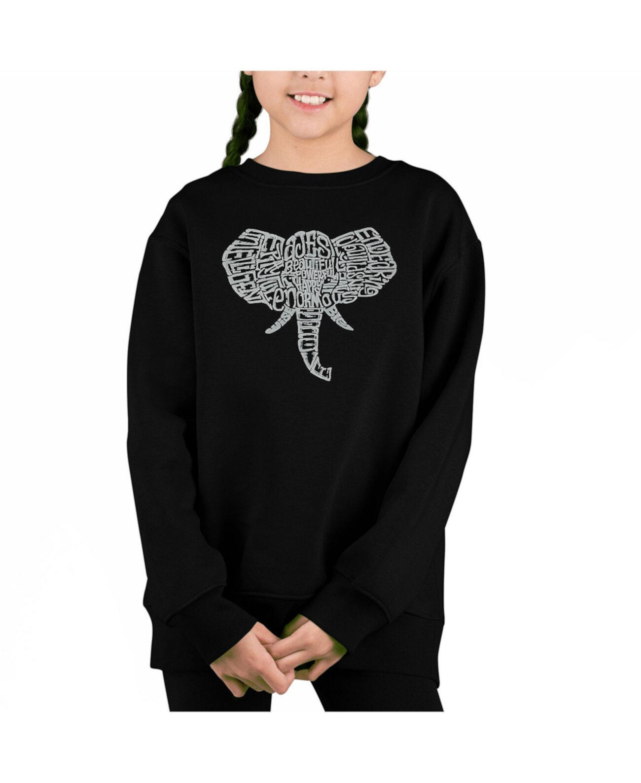 Tusks - Big Girl's Word Art Crewneck Sweatshirt LA Pop Art