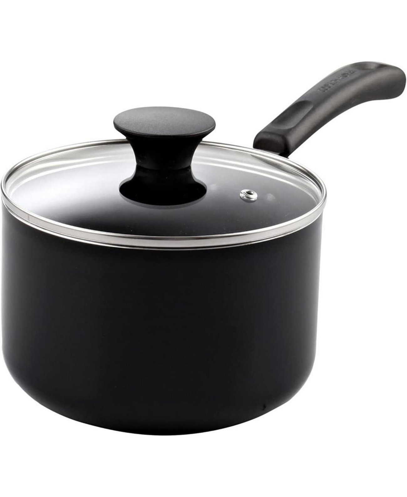 1-Quart Nonstick Saucepan with Lid, Black Cook N Home