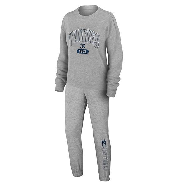 Women's WEAR by Erin Andrews Gray New York Yankees Plus Size Knitted Lounge Set WEAR by Erin Andrews