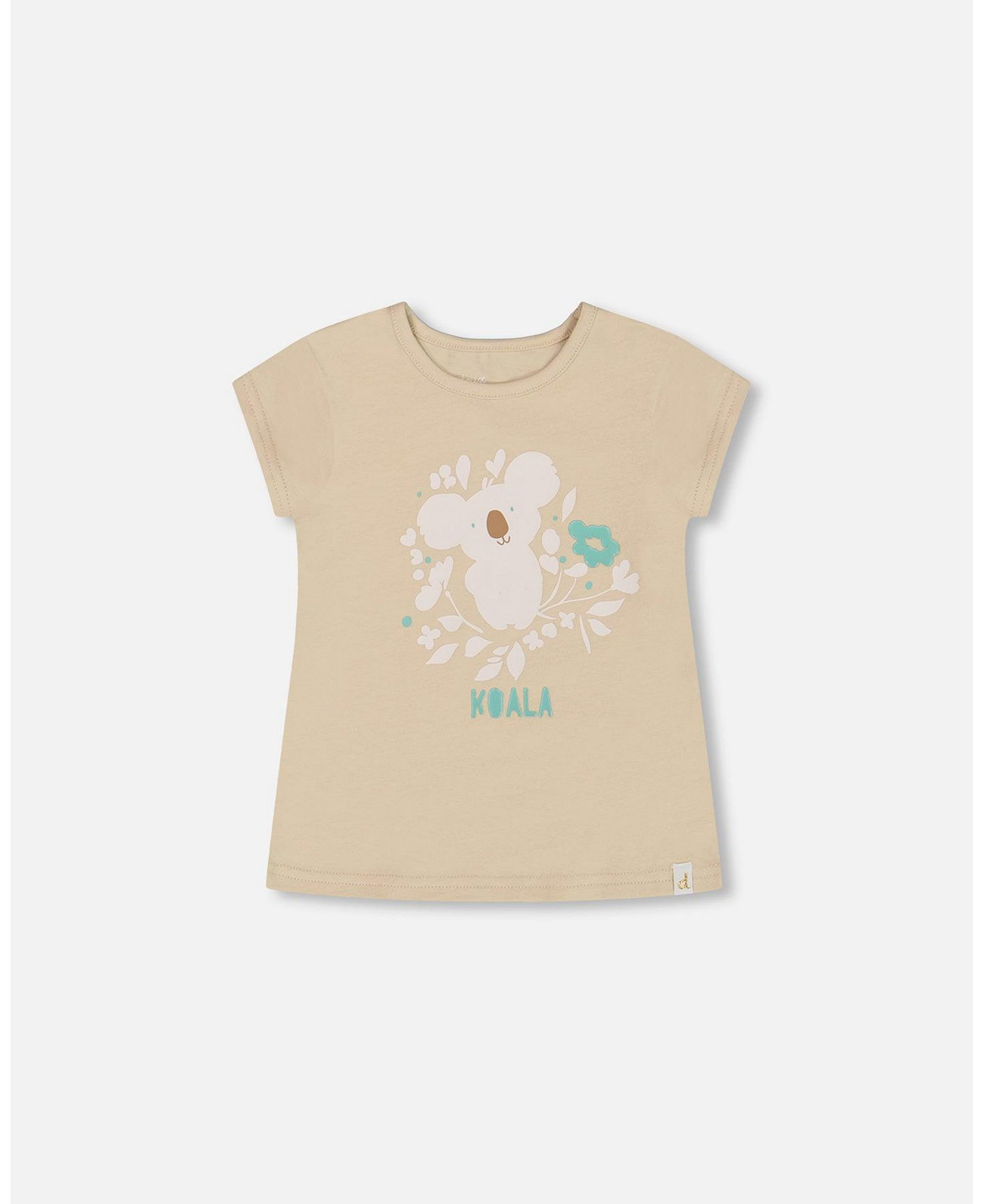 Big Girls Organic Cotton Tee Beige And Cream Koala Deux par Deux