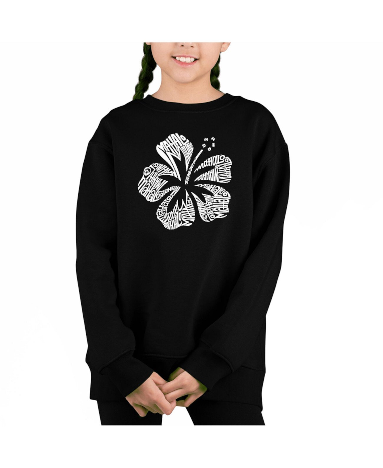 Mahalo - Big Girl's Word Art Crewneck Sweatshirt LA Pop Art