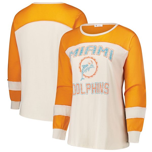 Женская винтажная футболка с длинным рукавом Profile Miami Dolphins Double Header Curve из 100% хлопка Profile