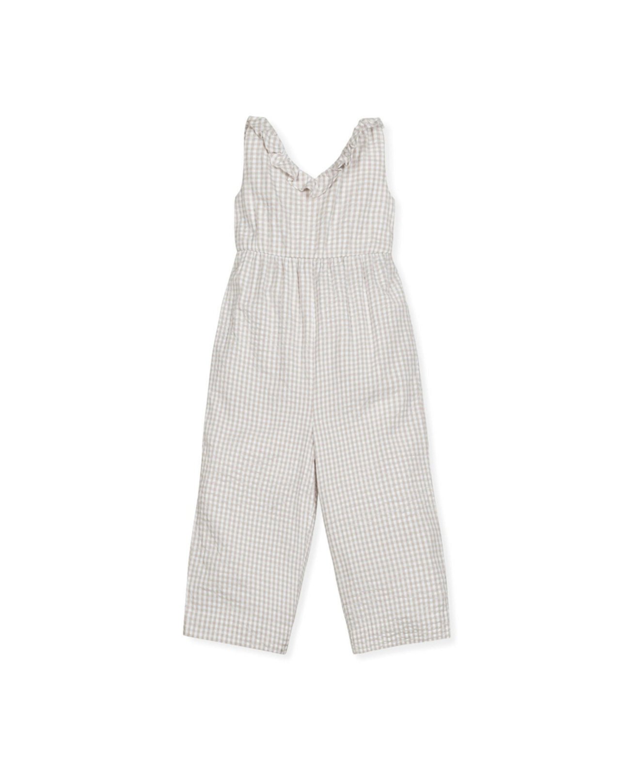 Girls' Sleeveless Ruffle Neck Jumpsuit, Infant Hope & Henry