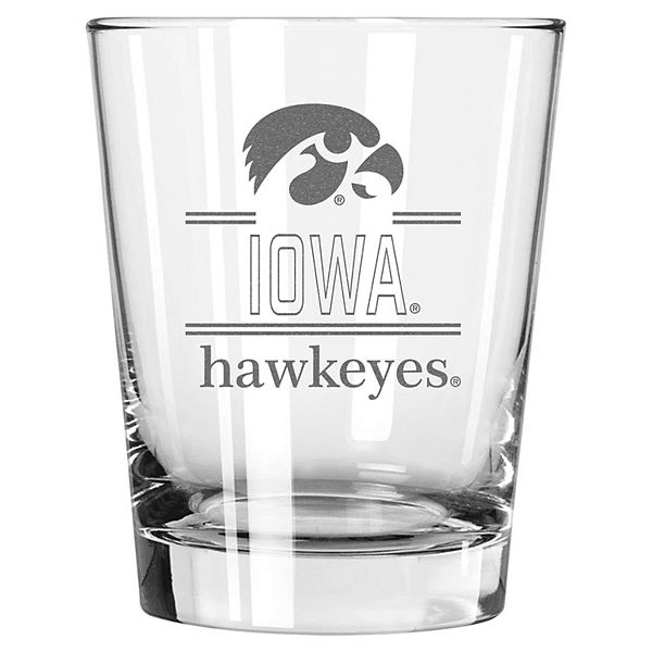 Стеклянный стакан Double Old Fashioned с логотипом Iowa Hawkeyes, 450 мл, подходит для посудомоечной машины The Memory Company