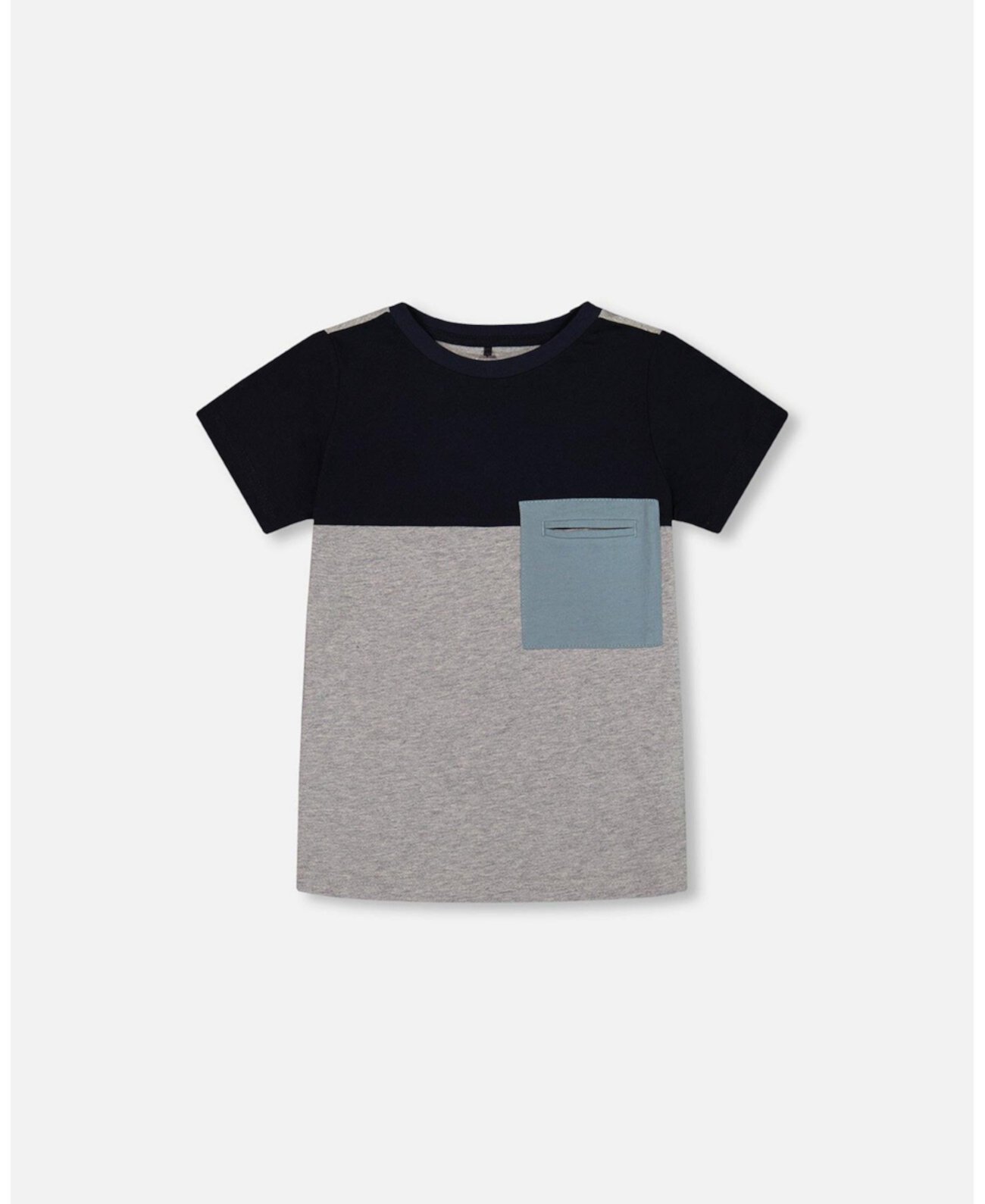 Toddler Boys Organic Cotton Colorblock Tee Gray, Navy And Teal - Toddler|Child Deux par Deux